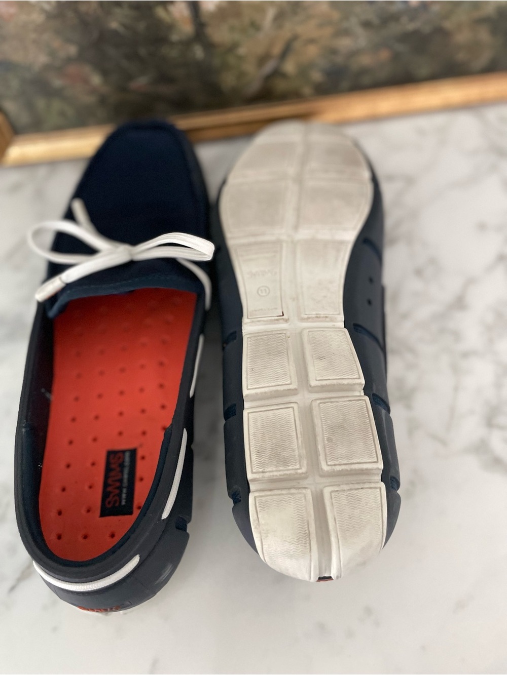 SWIMS Loafers Preppy Navy Blue Boat Shoes Yachting Beach Pool - Picture 5 of 6